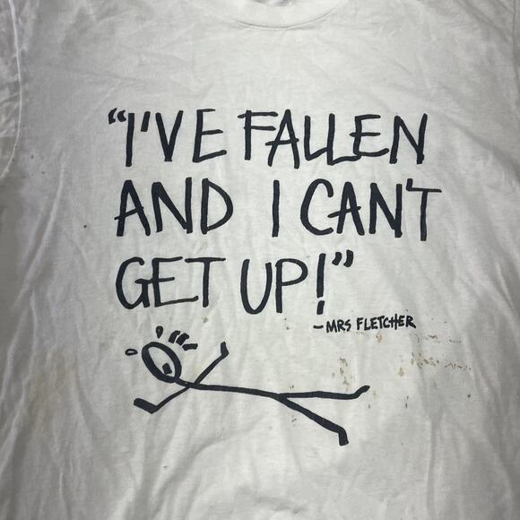Vintage 90s I've Fallen And I Can't Get Up White T-Shirt - Picture 2 of 3